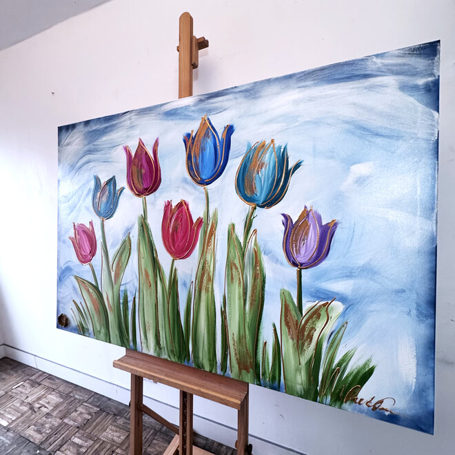 Schilderij - 100x150 cm - Rick Triest - Tulpenmanie - Hollandse tulpen #11