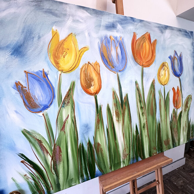 Schilderij - 100x150 cm - Rick Triest - Tulpenmanie - Hollandse tulpen #10