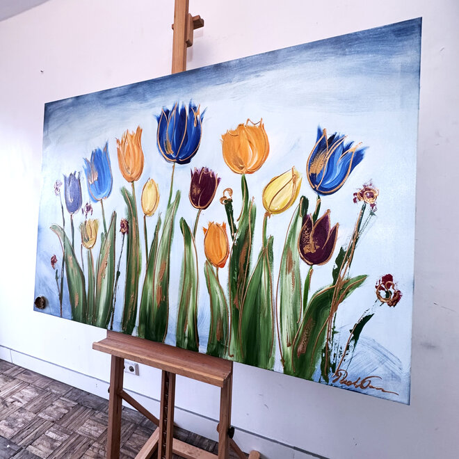 Schilderij - 100x150 cm - Rick Triest - Tulpenmanie - Hollandse tulpen #9