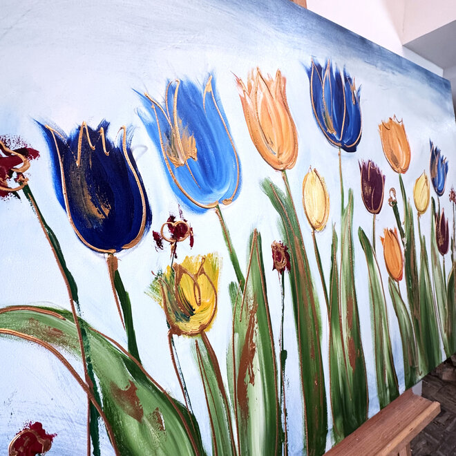 Schilderij - 100x150 cm - Rick Triest - Tulpenmanie - Hollandse tulpen #9