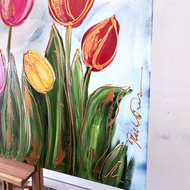 Schilderij - 100x150 cm - Rick Triest - Tulpenmanie - Hollandse tulpen #8