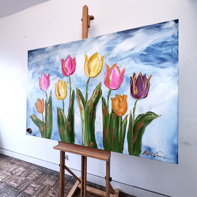 Schilderij - 100x150 cm - Rick Triest - Tulpenmanie - Hollandse tulpen #7