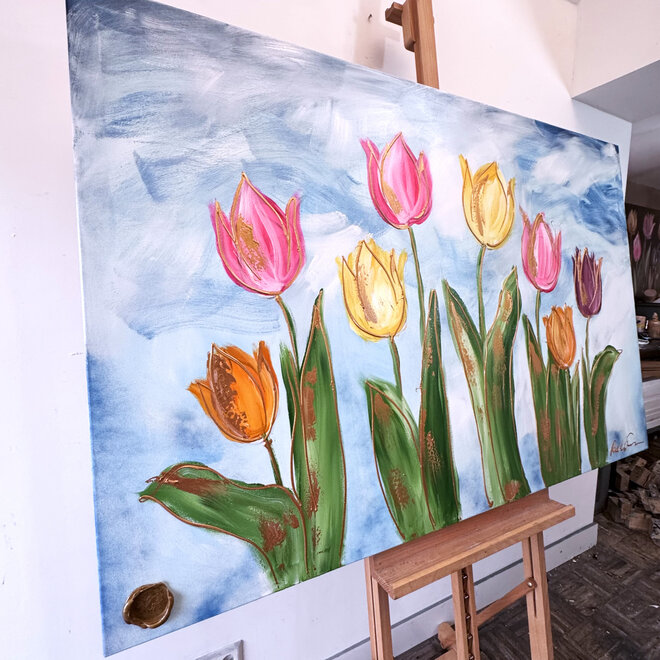 Schilderij - 100x150 cm - Rick Triest - Tulpenmanie - Hollandse tulpen #7
