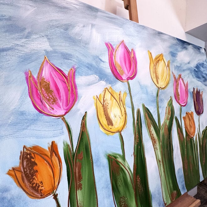 Schilderij - 100x150 cm - Rick Triest - Tulpenmanie - Hollandse tulpen #7