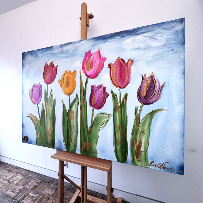 Schilderij - 100x150 cm - Rick Triest - Tulpenmanie - Hollandse tulpen #6