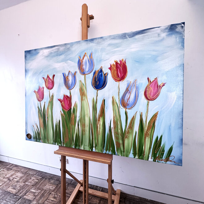 Schilderij - 100x150 cm - Rick Triest - Tulpenmanie - Hollandse tulpen #1