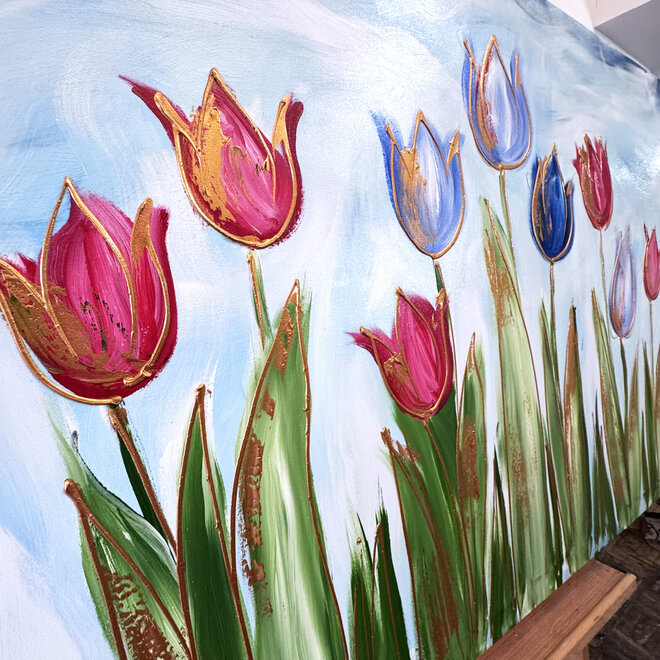 Schilderij - 100x150 cm - Rick Triest - Tulpenmanie - Hollandse tulpen #1