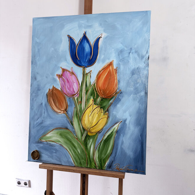 Painting  -80x100 cm - Tulpenmanie -  Contemporary tulip composition #11