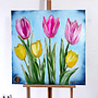 Painting  - 80x80 cm - Rick Triest -  Contemporary tulip composition #10