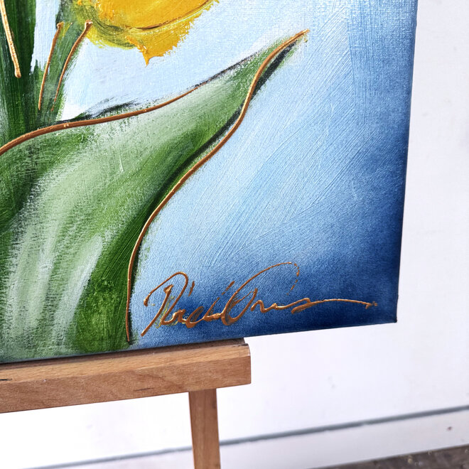 Schilderij - 80x80 cm - Rick Triest - Contemporary tulip composition #10