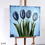Schilderij - 80x80 cm - Rick Triest - Contemporary tulip composition #9