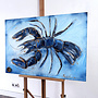 Painting- 70x100x4,5 cm - Rick Triest - Lobster Time - Blue & Gold #2