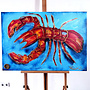 Schilderij- 70x100x4,5 cm - Rick Triest - Lobster Time - Red & Gold #2