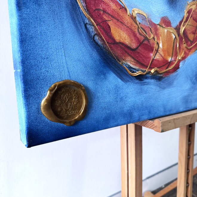 Schilderij- 70x100x4,5 cm - Rick Triest - Lobster Time - Red & Gold #2