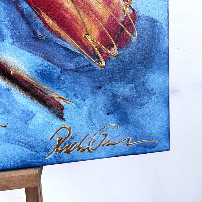 Schilderij- 70x100x4,5 cm - Rick Triest - Lobster Time - Red & Gold #1