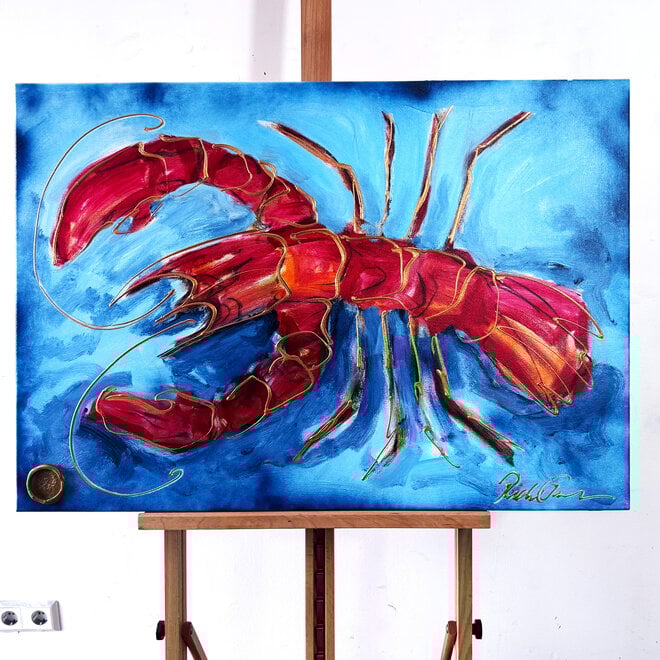 Schilderij- 70x100x4,5 cm - Lobster Time - Red & Gold #1