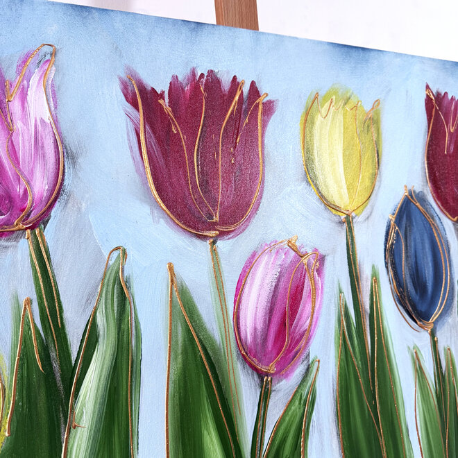 Schilderij - 70x100 cm - Rick Triest - Contemporary tulip composition #8