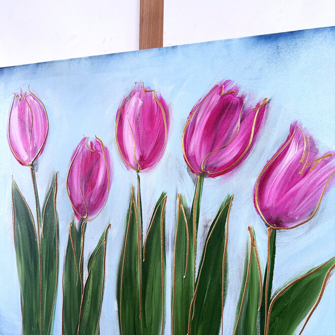 Schilderij - 70x100 cm - Rick Triest - Contemporary tulip composition #7