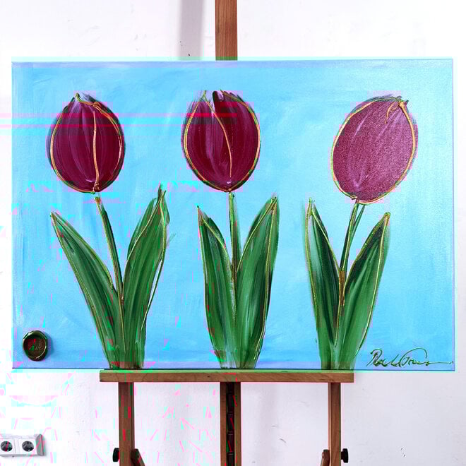Schilderij -70x100 cm - Tulpenmanie  - Contemporary tulip composition #6
