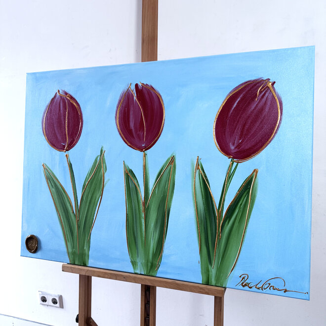 Schilderij - 70x100 cm - Rick Triest - Contemporary tulip composition #6