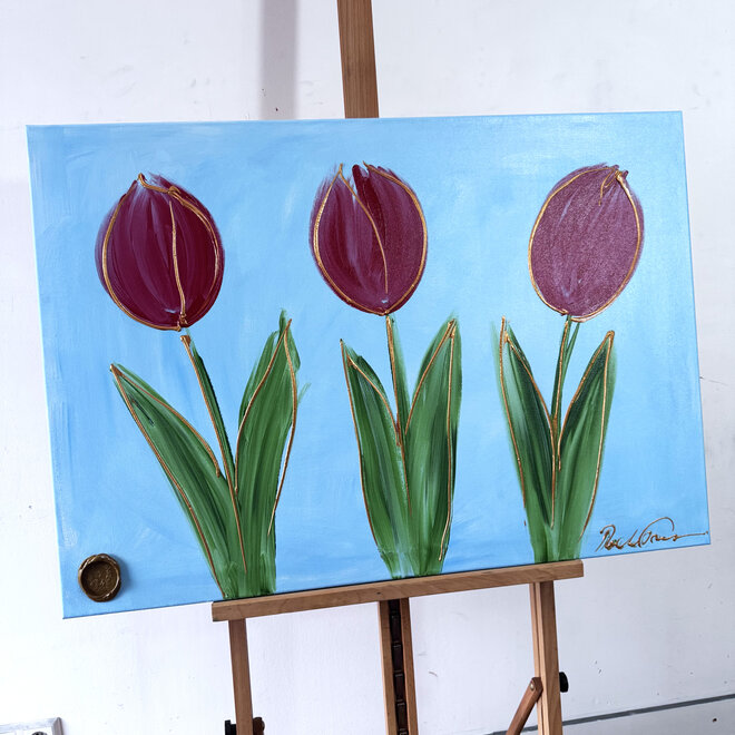 Painting  - 70x100 cm - Rick Triest  - Contemporary tulip composition #6