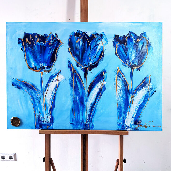 Schilderij - 70x100 cm - Rick Triest - Contemporary tulip composition #5