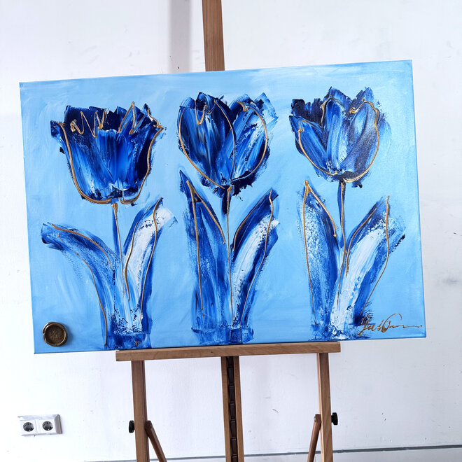 Schilderij - 70x100 cm - Rick Triest - Contemporary tulip composition #5