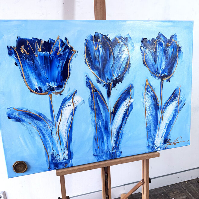 Painting  - 70x100 cm - Rick Triest  - Contemporary tulip composition #5