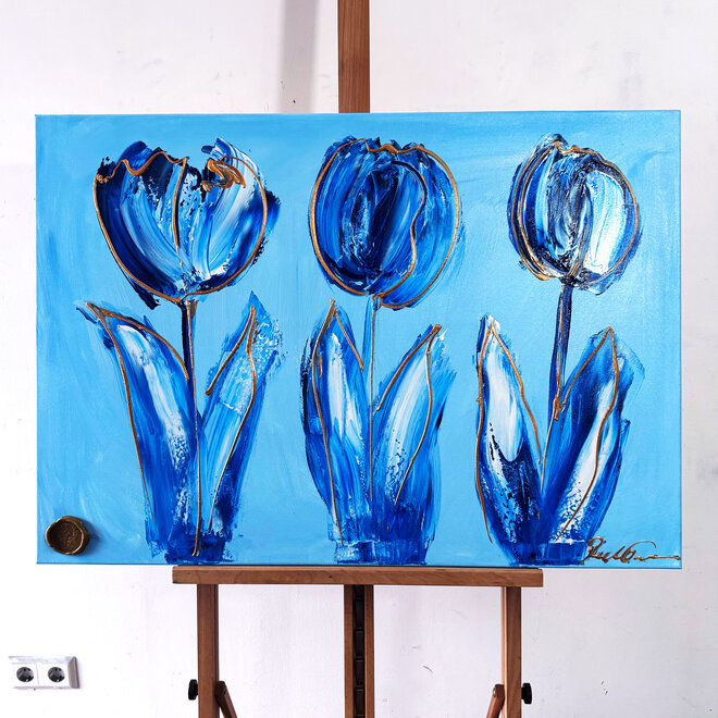 Painting  - 70x100 cm - Rick Triest  - Contemporary tulip composition #4