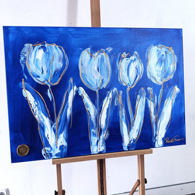 Schilderij - 70x100 cm - Rick Triest - Contemporary tulip composition #3