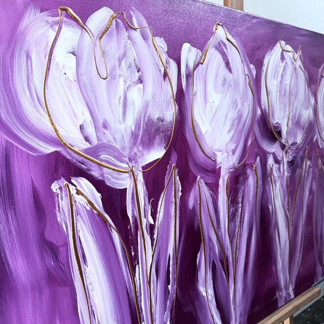 Schilderij - 80x120 cm - Rick Triest - Contemporary tulip composition #2