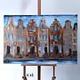 Schilderij- 80x120x4,5 cm - Rick Triest - Amsterdam Herengracht - Blue & Gold #125