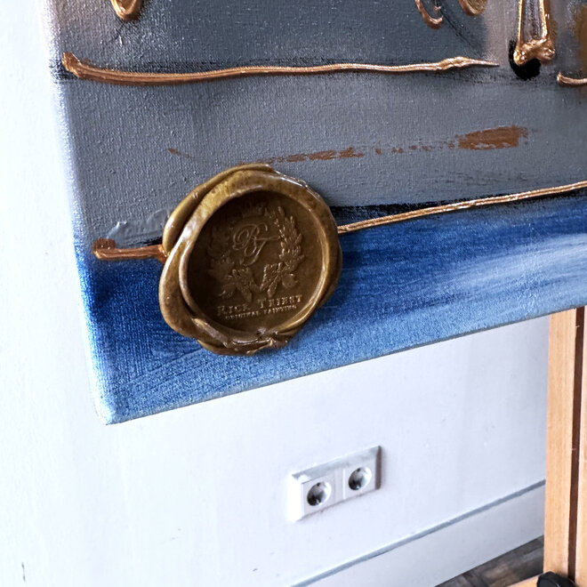 Painting- 80x120x4,5 cm - Rick Triest - Amsterdam Herengracht - Blue & Gold #125