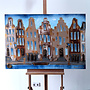Schilderij- 80x120x4,5 cm - Rick Triest - Amsterdam Herengracht - Blue & Gold #124