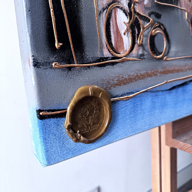 Schilderij- 80x120x4,5 cm - Rick Triest - Amsterdam Herengracht - Blue & Gold #127