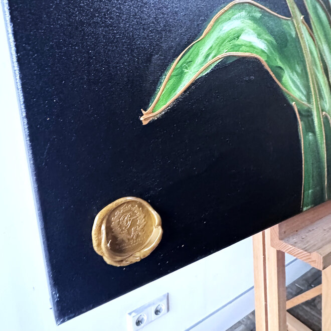 Painting-  120x120cm - Rick Triest -Tulpenmanie - kleurrijke tulpen - Black & Gold #6