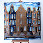 Painting- 120x120 cm - Rick Triest - Amsterdam Herengracht -blue and gold #1