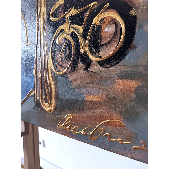 Schilderij- 120x120 cm - Rick Triest - Amsterdam Herengracht -lake green #1