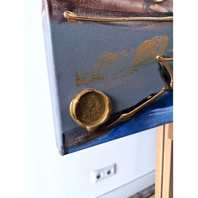 Schilderij- 120x120 cm - Rick Triest - Amsterdam Herengracht -lake green #1