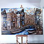 Painting- Rick Triest - 120X200cm - Amsterdam Herengracht -Blue & Gold #288