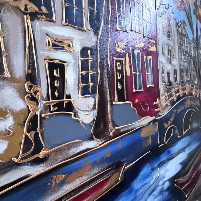 Painting- 140x140x2,5cm - Rick Triest - Amsterdam Prinsengracht - 4 seizoenen - Herfst #1