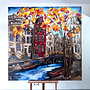 Painting- 140x140x2,5cm - Rick Triest - Amsterdam Prinsengracht - 4 seizoenen - Herfst #1