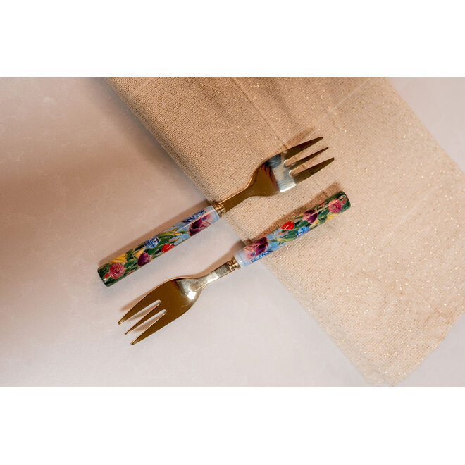 Designed by Rick Triest  TS Collection - Tulpen -Giftbox gebaksvork set van 2 Dutch Beauty spring D15x8 H2
