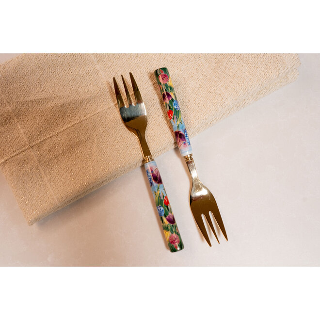 Designed by Rick Triest  TS Collection - Tulpen -Giftbox gebaksvork set van 2 Dutch Beauty spring D15x8 H2
