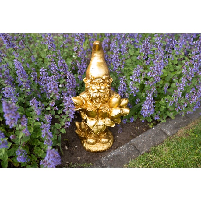 Designed by Rick Triest  Collection - Kabouters & Bosdieren - Figuur Carolus goud D27x20 H60