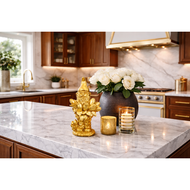 Designed by Rick Triest Collection - Kabouters & Bosdieren -Figuur Carolus goud D15x11 H30