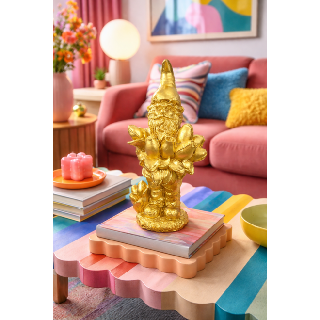 Designed by Rick Triest Collection - Kabouters & Bosdieren -Figuur Carolus goud D15x11 H30