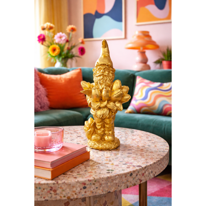 Designed by Rick Triest Collection - Kabouters & Bosdieren -Figuur Carolus goud D15x11 H30