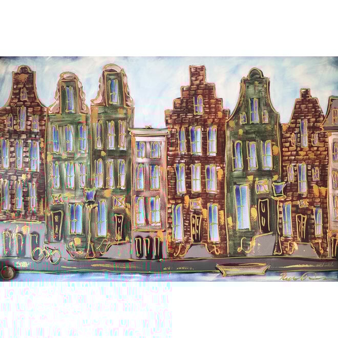 Painting- 100x150cm - Rick Triest - Amsterdam Herengracht -Blue & Gold #293