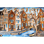 Schilderij- 100x150cm - Rick Triest - Amsterdam Herengracht -Blue & Gold #298
